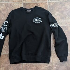 Mitchell & Ness Black Crewneck Sweater with White Accents